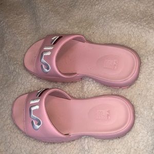 Pink Fila slides